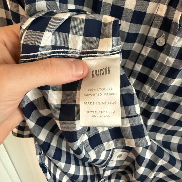 Grayson Button Up Long Sleeve Blouse Size 1 Color Blue White - Picture 3 of 5